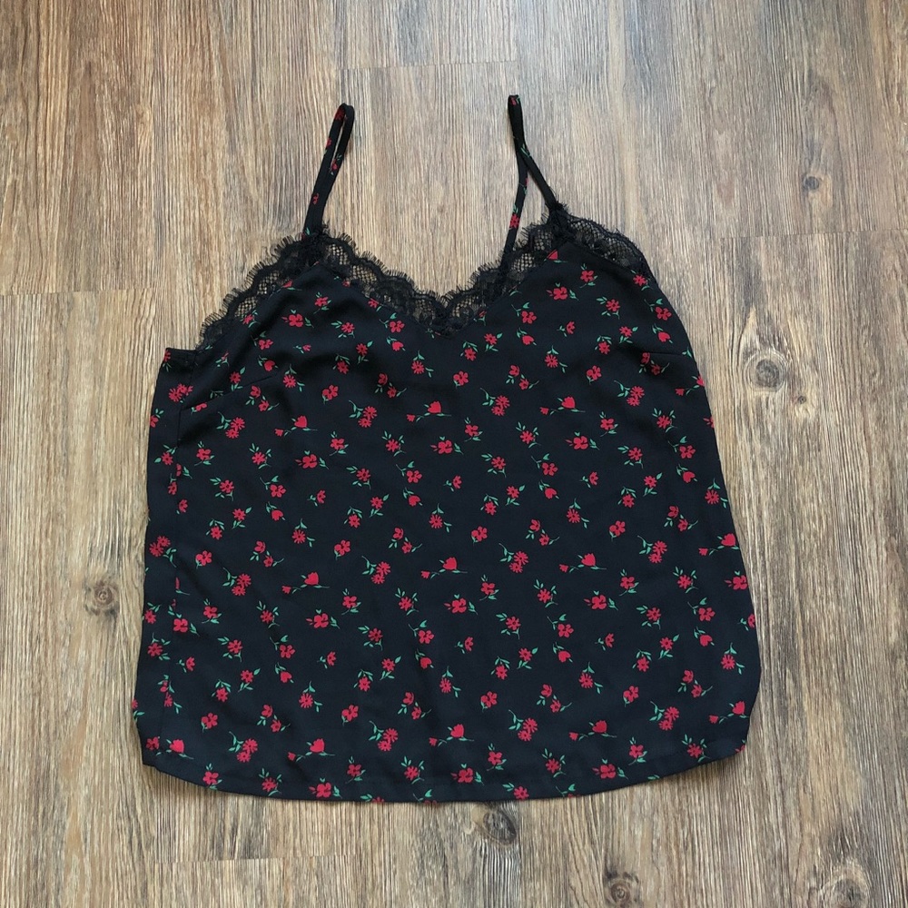 flower print lace cami